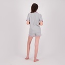 Pyjama chemise et short femme manches courtes avec pipping