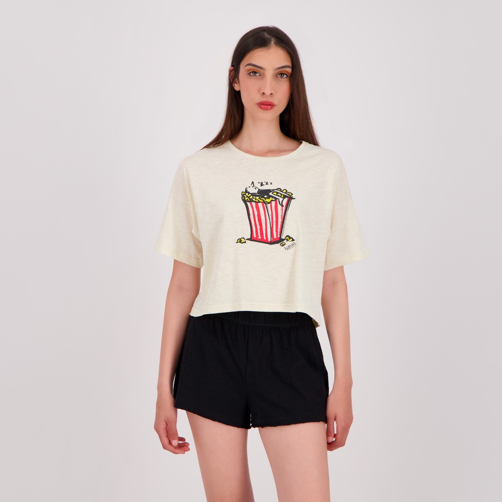 Ensemble femme manches courtes t-shirt et short POP CORN