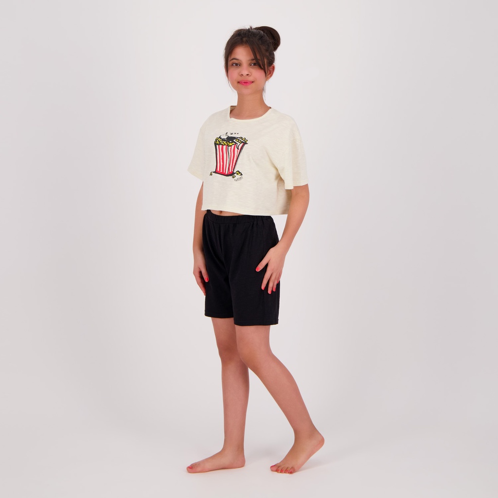 Pyjama fille t-shirt crop et short POP CORN