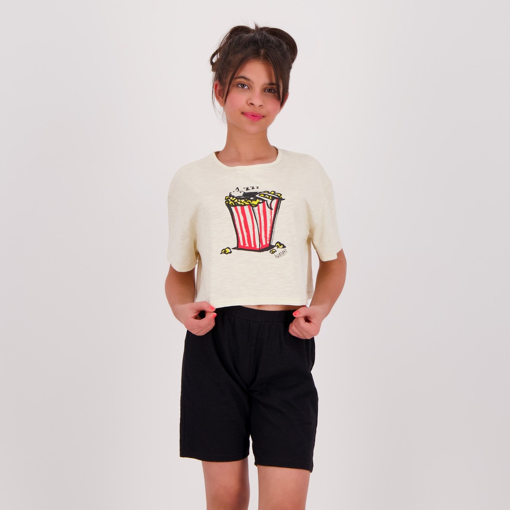 Pyjama fille t-shirt crop et short POP CORN