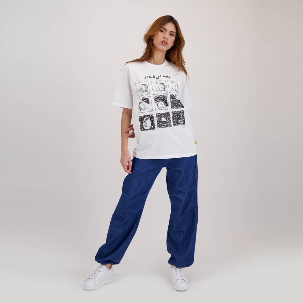 T-shirt oversized femme manches courtes إفراط في التفكير