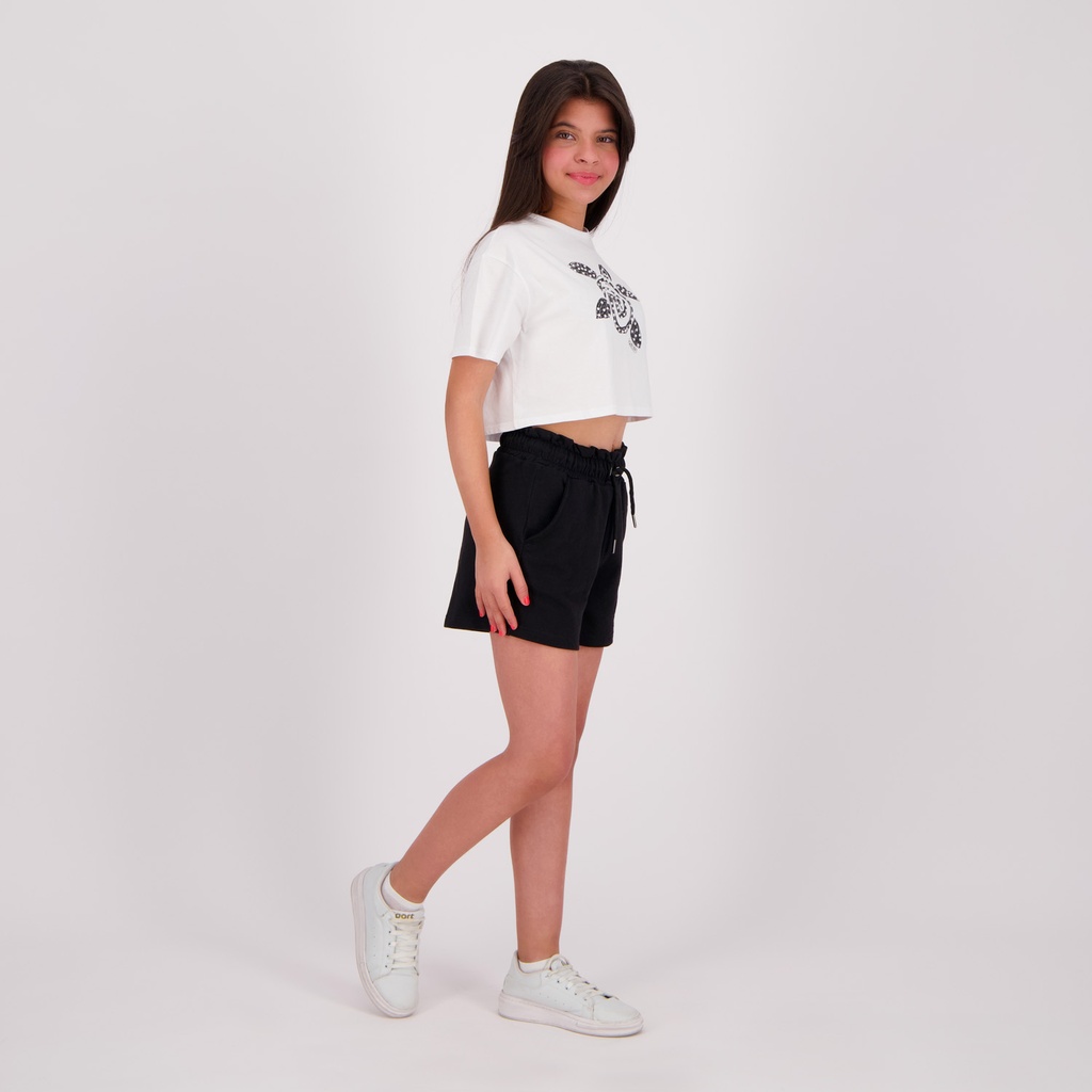 T-shirt crop fille manches courtes TORTUE