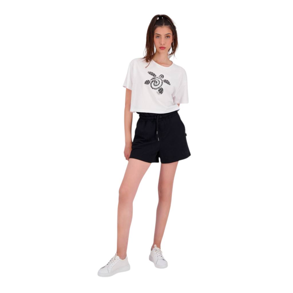 T-shirt crop femme manches courtes TORTUE DE MER ET PERLE