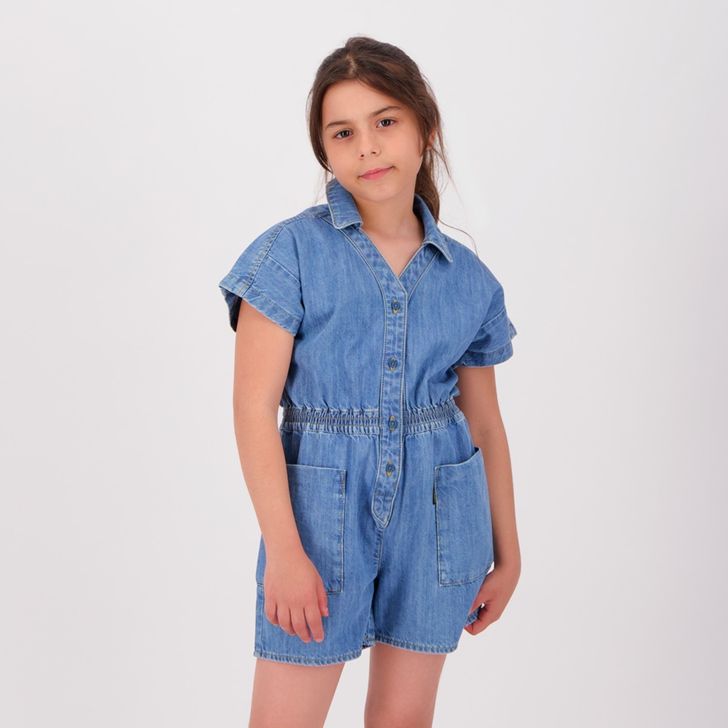 combi-short fluide fille en jeans