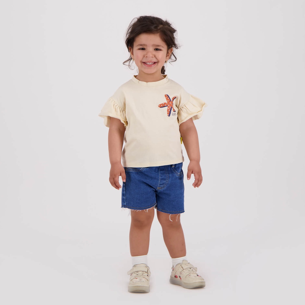 T-shirt bébé fille manches courtes avec volant STARFISH