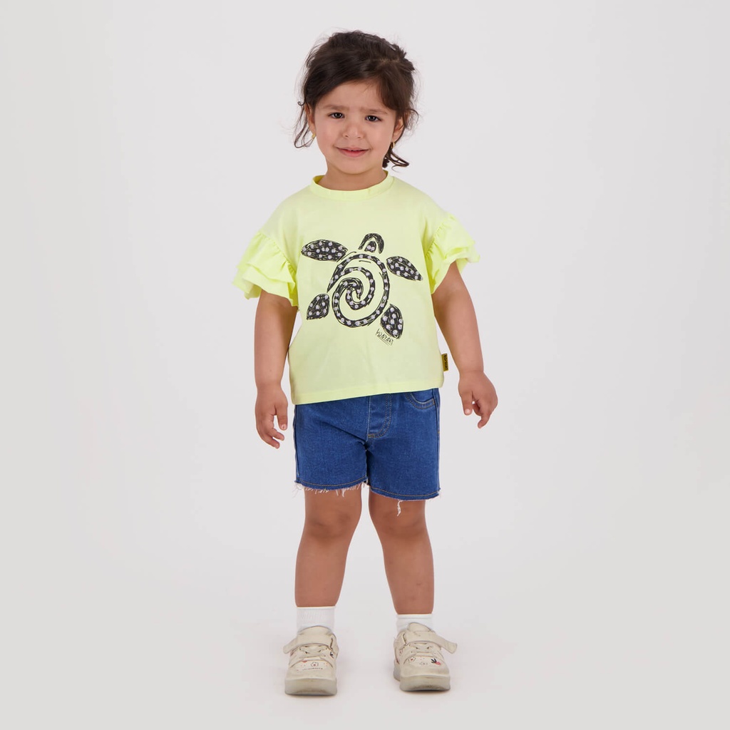 T-shirt bébé fille manches courtes avec volant TURTLE