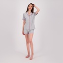 Pyjama chemise et short femme manches courtes avec pipping