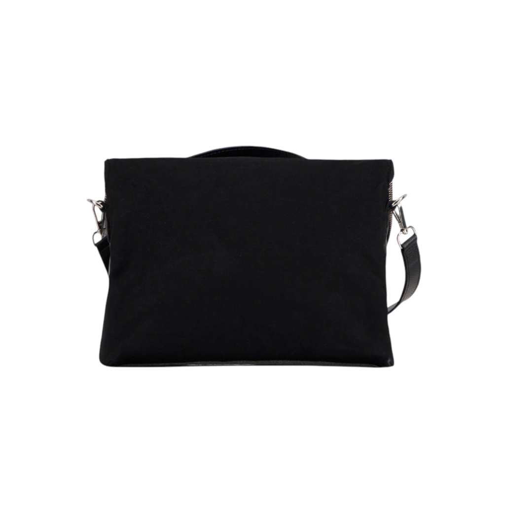 Pochette avec bandouliere en jeans et cuir