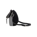 Pochette avec bandouliere en jeans et cuir