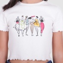 T-shirt crop côtelé fille manches courtes DESSIN DE FEMME