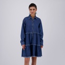 Robe chemise femme a volants en jeans- RAFLA