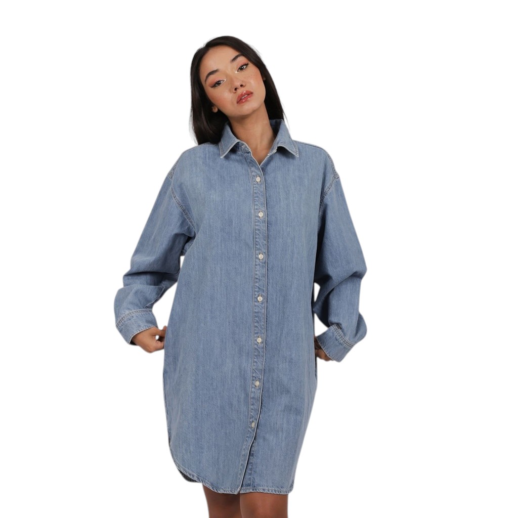 Robe chemise femme en jeans-CHANEZ