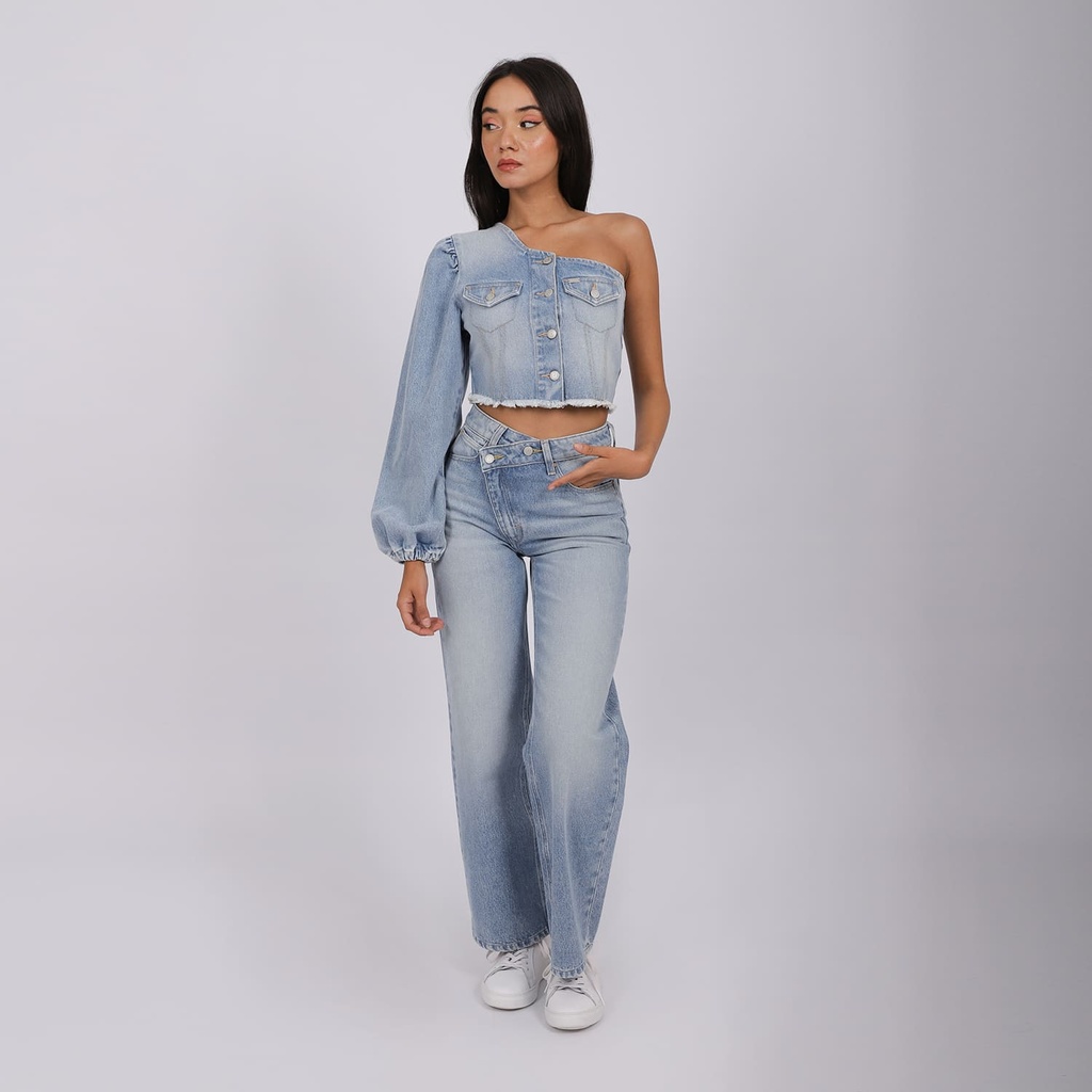 Super Straight jeans femme avec braguette décalé- SARRA 2.0