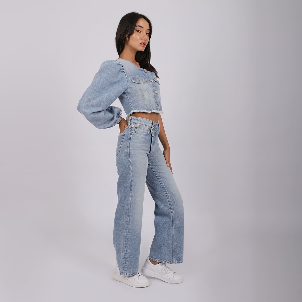 Super Straight jeans femme avec braguette décalé- SARRA 2.0