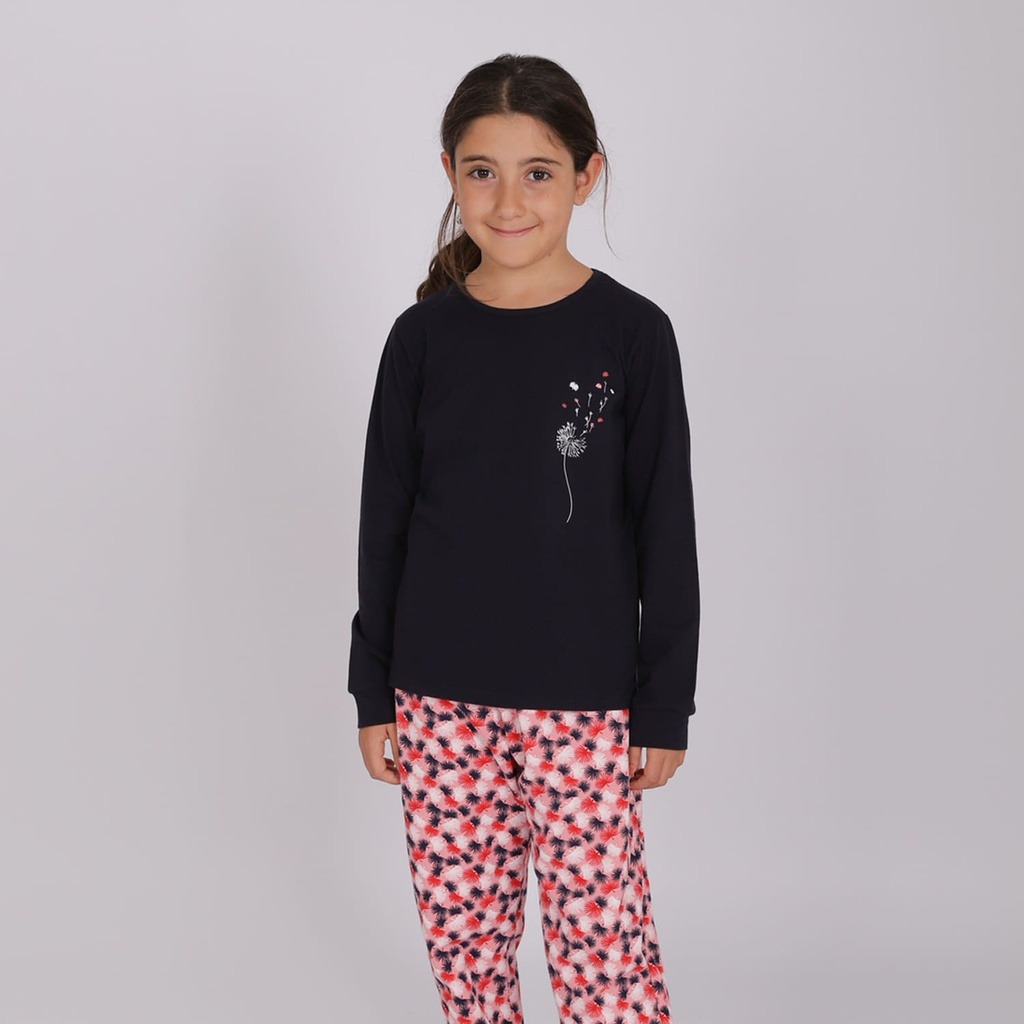 Pyjama fille manches longues avec bandes DANDELION