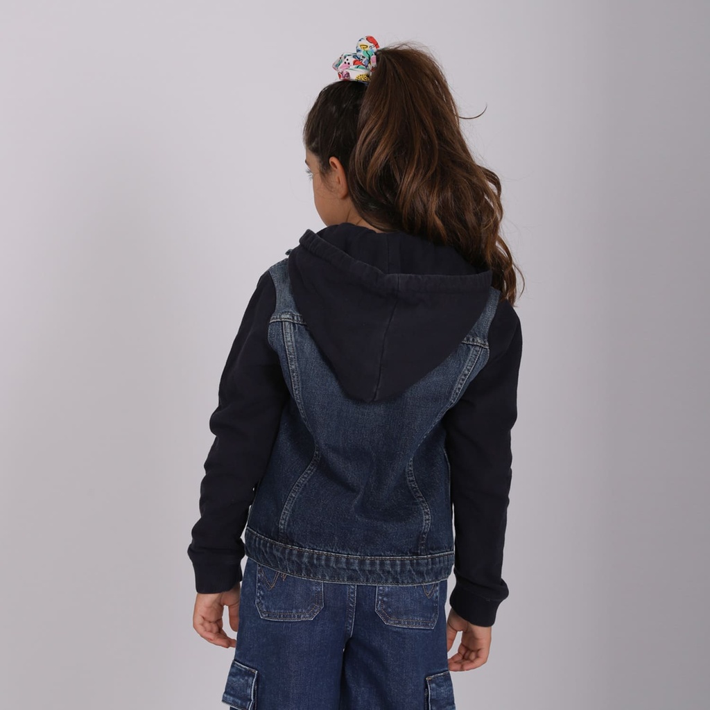 Veste unisexe en jeans avec manches et capuche en molleton