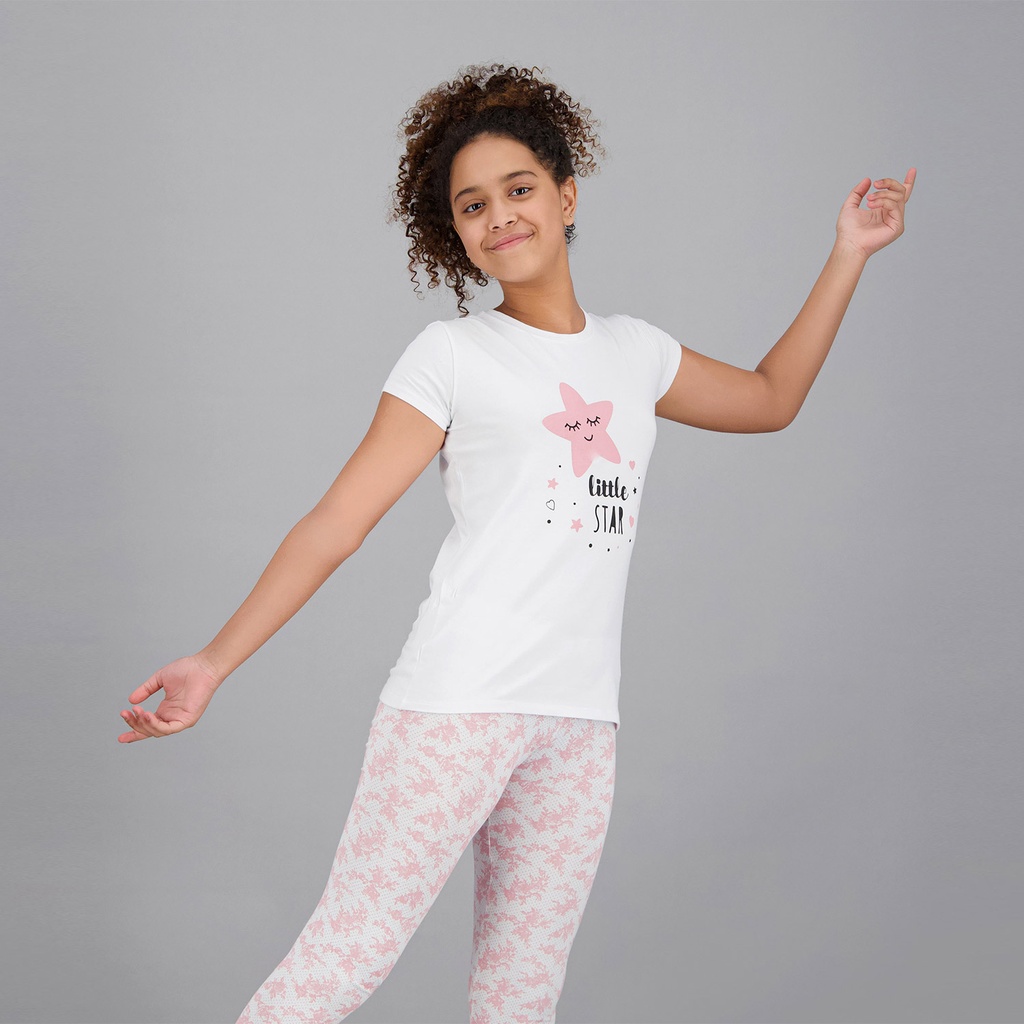 ENSEMBLE FILLE T-SHIRT LITTLE STAR ET LEGGING CAPRIS