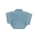 Chemise fille sans manches avec nœud en jeans