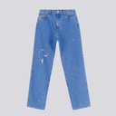 Mid-waist straight jeans femme avec taches de peinture - MADIHA