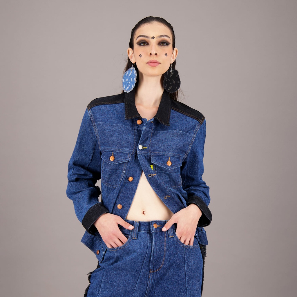 Veste oversized unisexe PATCHWORK en jeans UPCYCLING METHODS TNFW