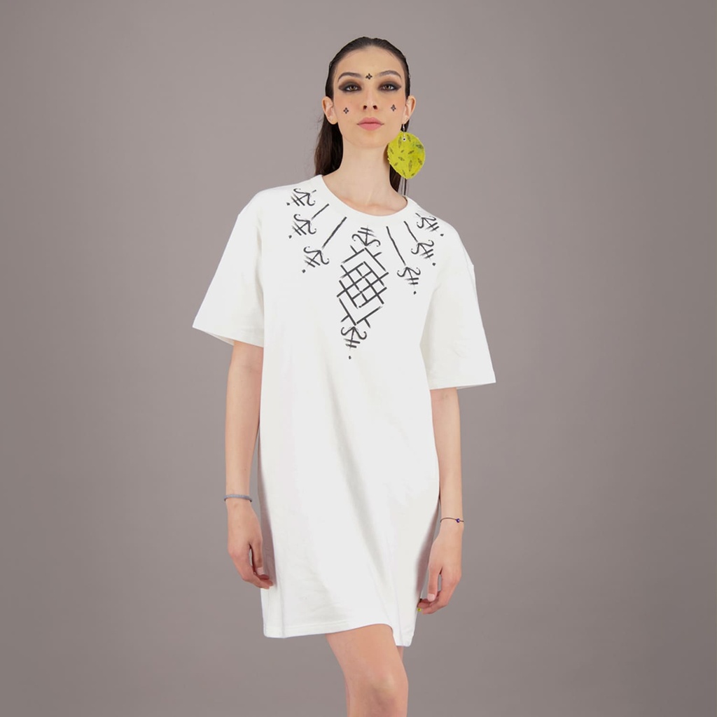 T-shirt &amp; Robe oversized unisexe Modular MOTIF BERBERE HEAVY PRINT AND LASER TNFW