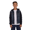 Veste unisexe en jeans avec manches et capuche en molleton