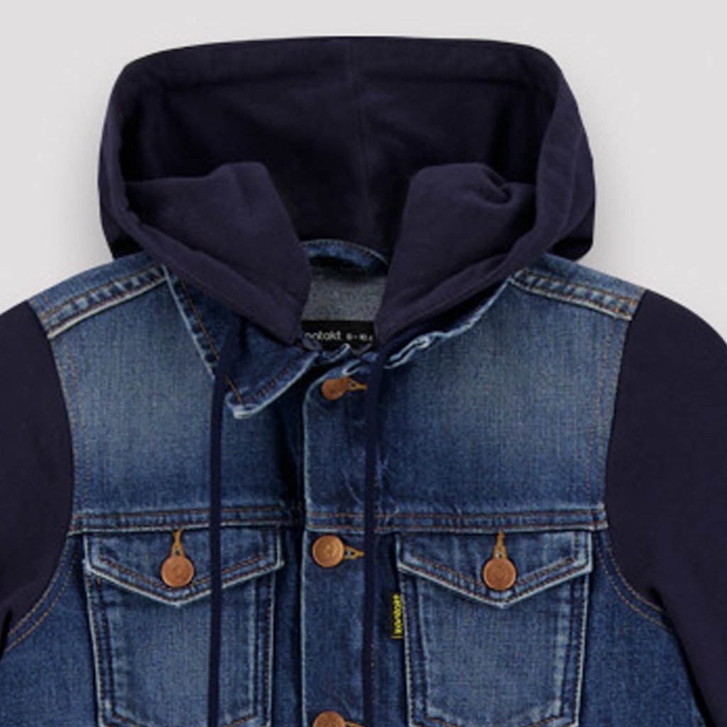 Veste unisexe en jeans avec manches et capuche en molleton