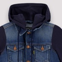 Veste unisexe en jeans avec manches et capuche en molleton