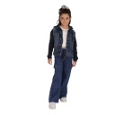 Veste unisexe en jeans avec manches et capuche en molleton