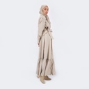 Robe maxi femme avec volant en bas en chaine &amp; trame