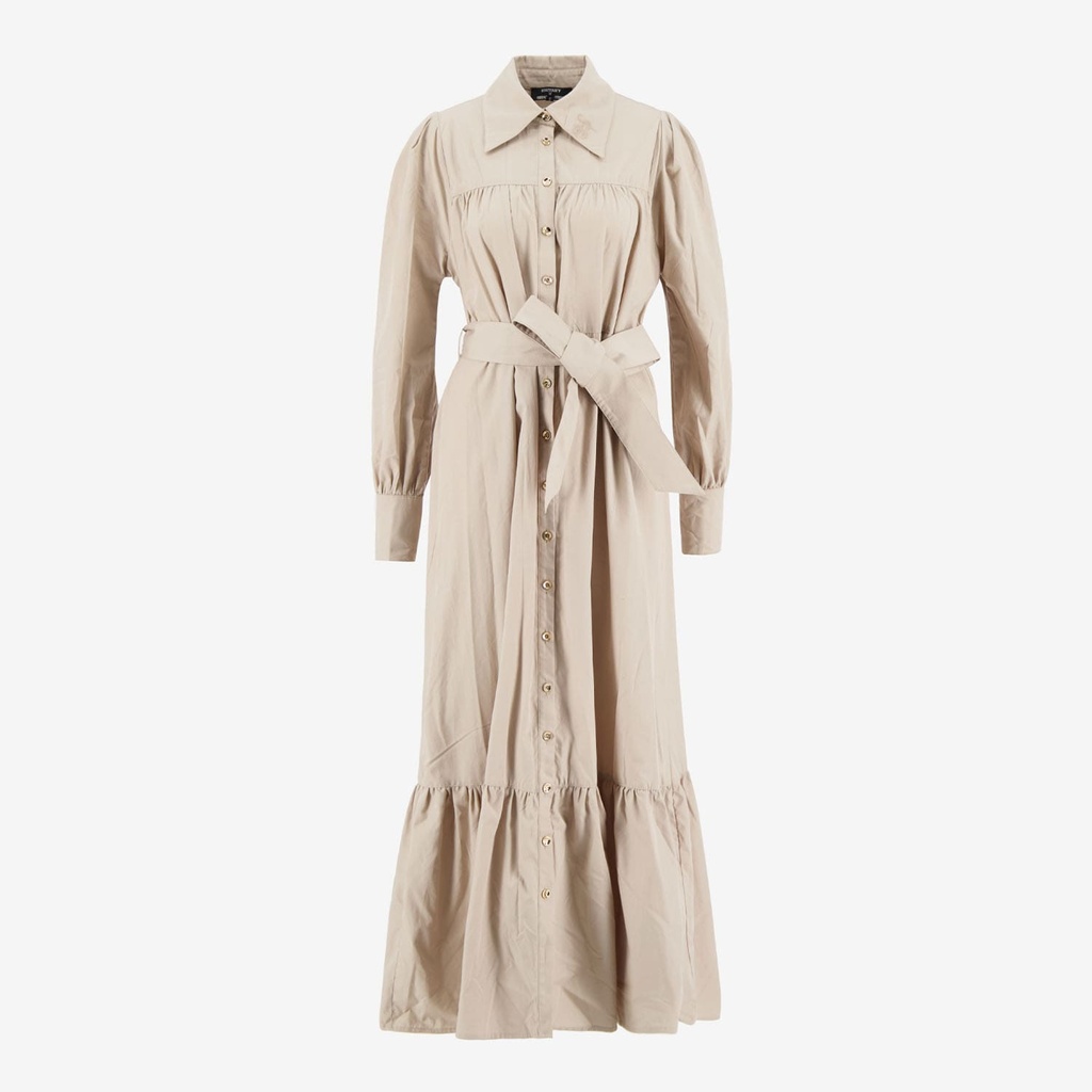 Robe maxi femme avec volant en bas en chaine &amp; trame