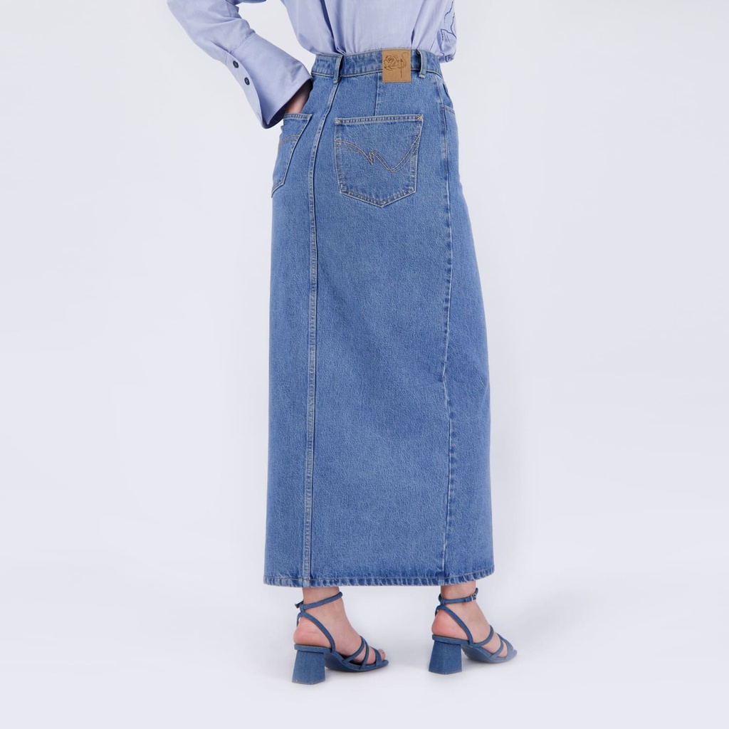 Jupe maxi femme boutonnée en jeans  - MAYAR