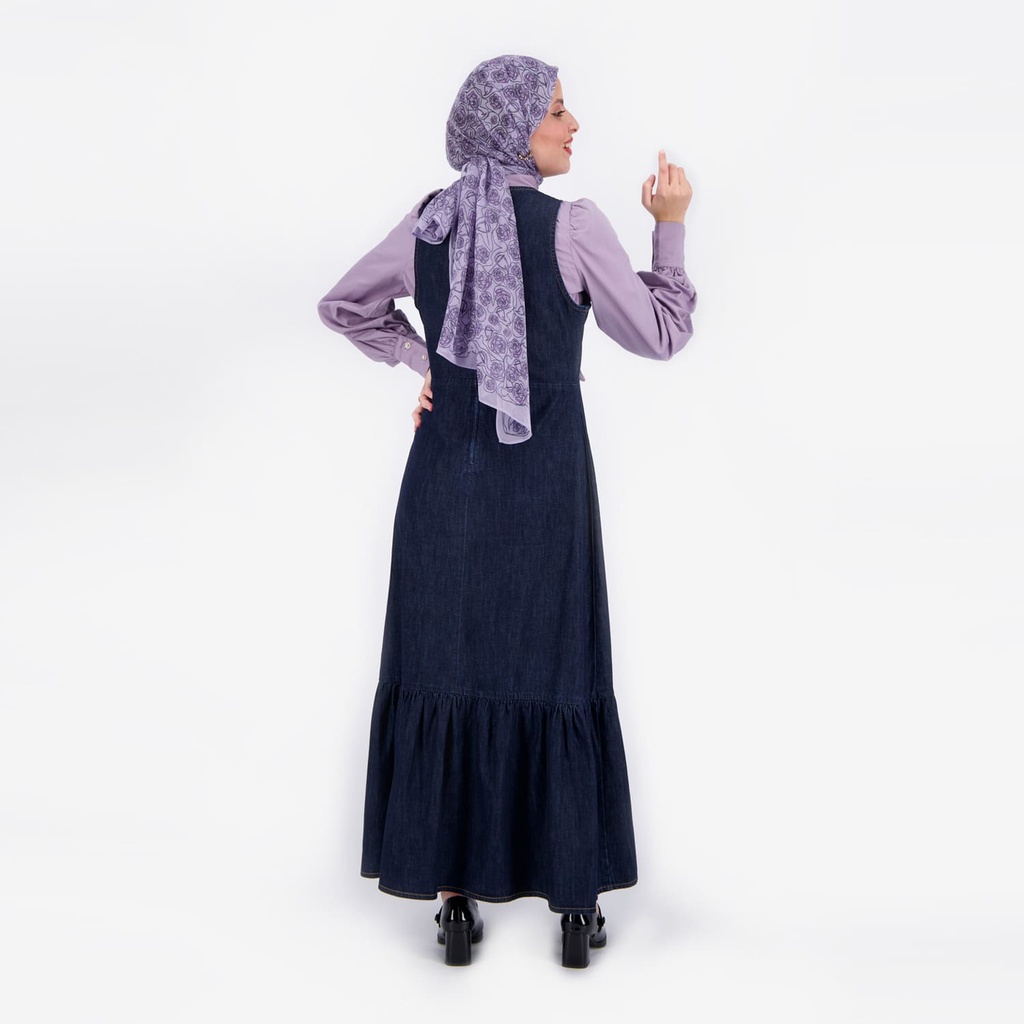 Robe maxi femme avec volant en bas en jeans -BOCHRA