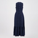 Robe maxi femme avec volant en bas en jeans -BOCHRA