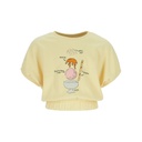 Sweat crop fille manches courtes avec détail elastique