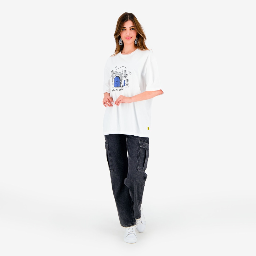 T-shirt oversized unisexe adulte manches courtes سيدي بو سعيد