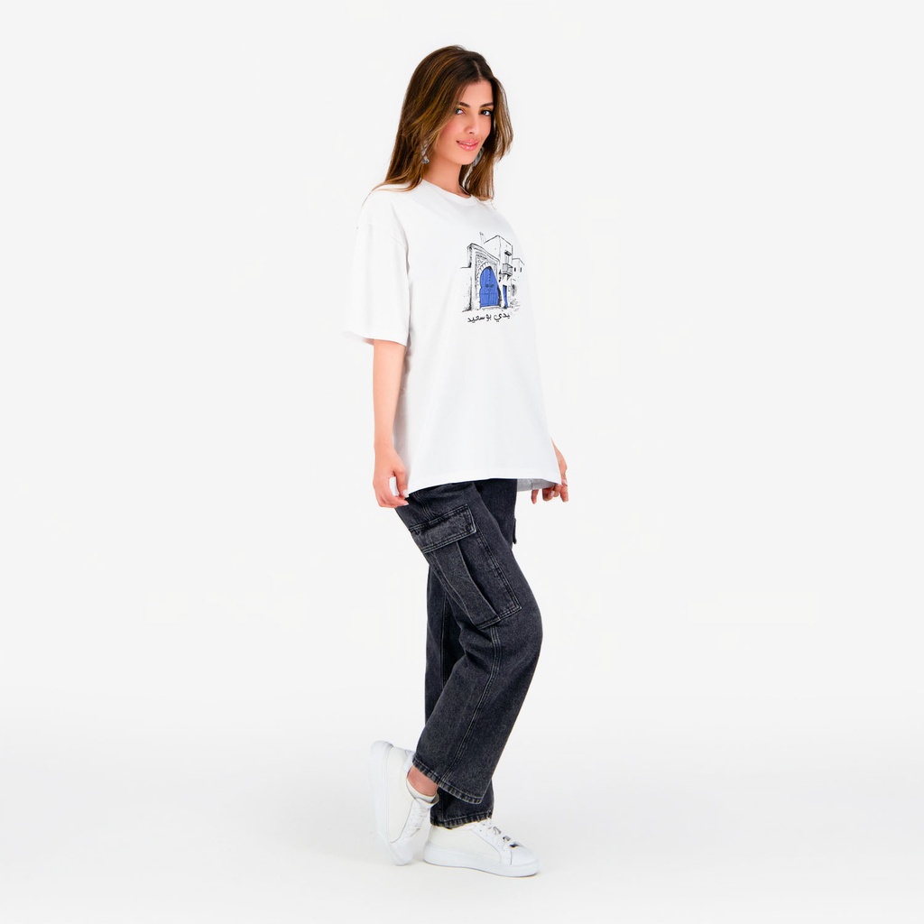 T-shirt oversized unisexe adulte manches courtes سيدي بو سعيد