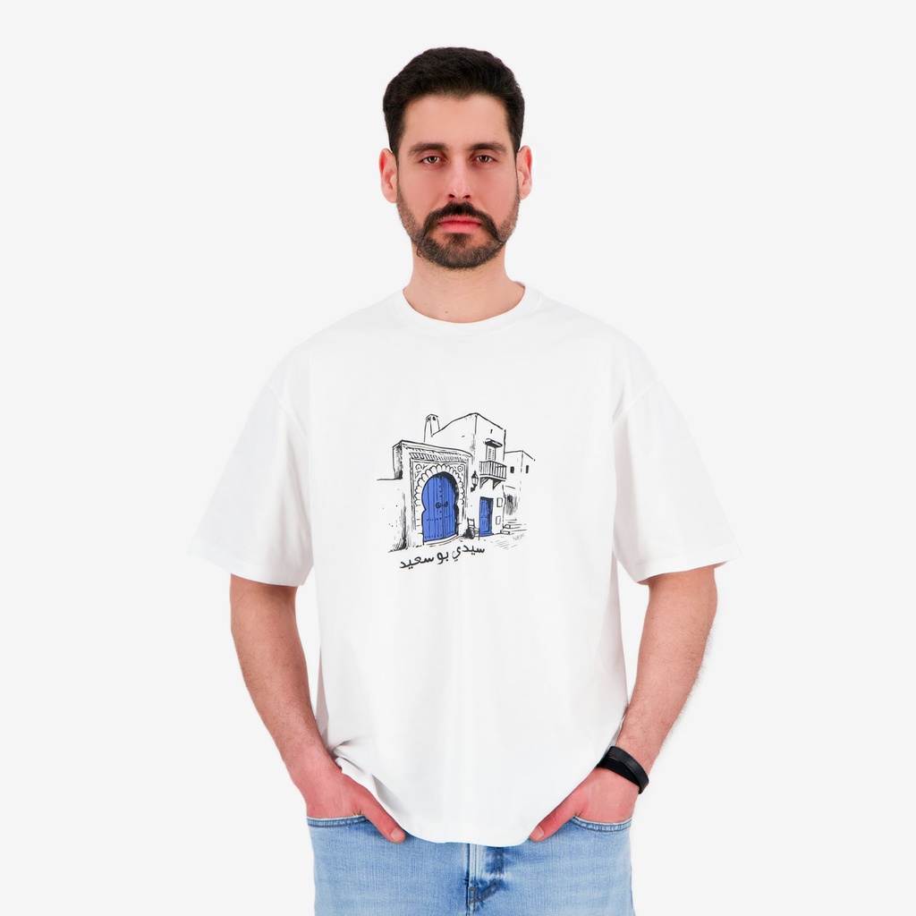 T-shirt oversized unisexe adulte manches courtes سيدي بو سعيد