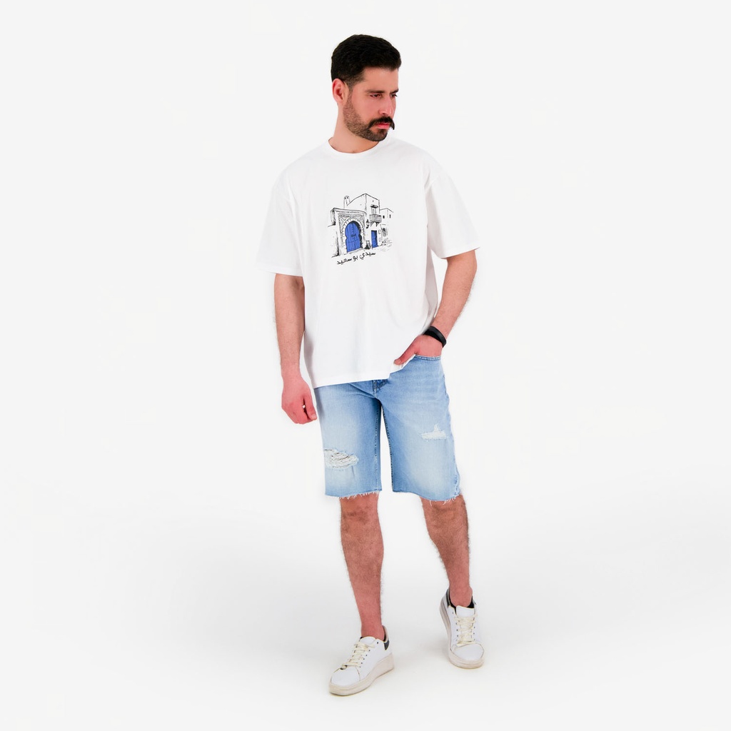 T-shirt oversized unisexe adulte manches courtes سيدي بو سعيد