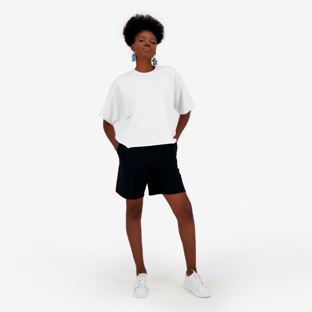 Sweat oversized femme manches courtes avec broderie