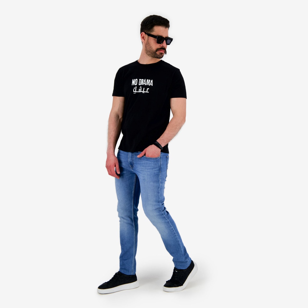 T-shirt unisexe adulte manches courtes  NO DRAMA عيشك