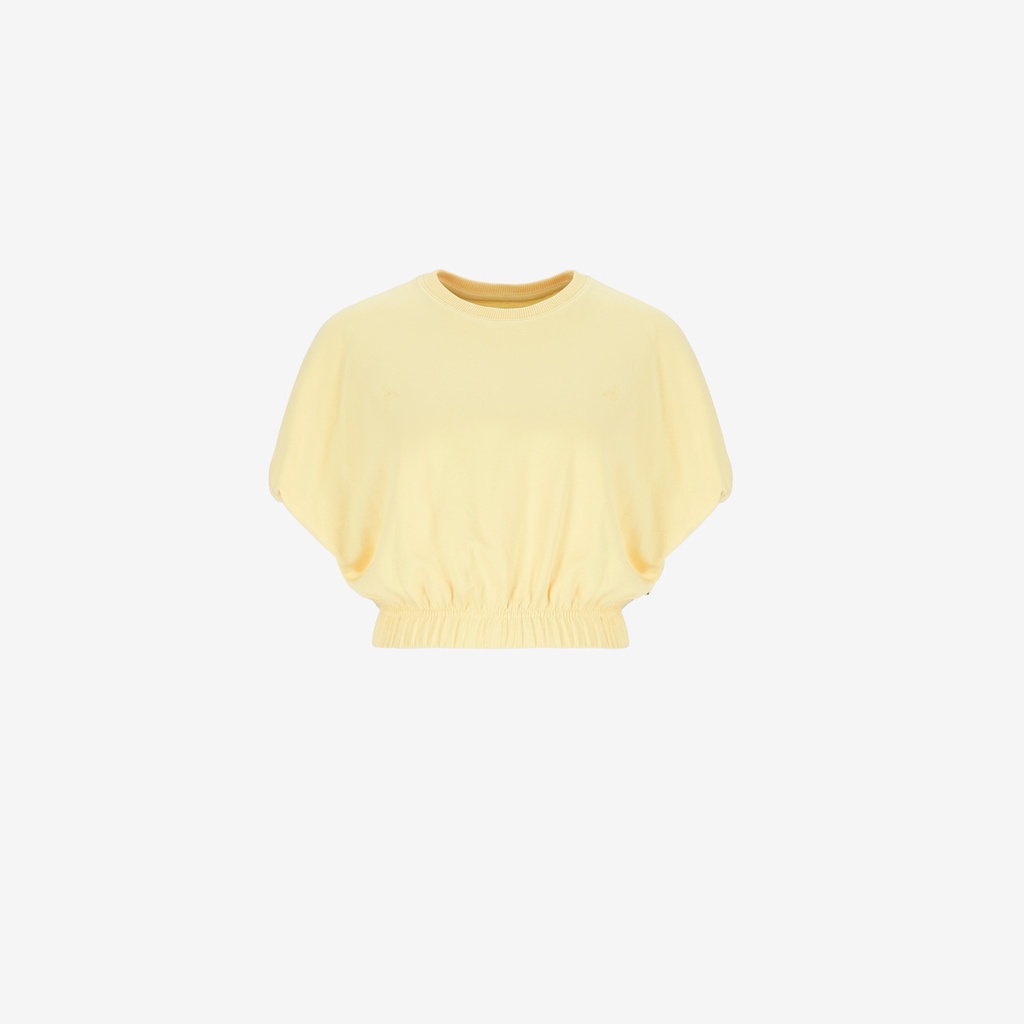Sweat crop fille manches courtes avec détail élastique