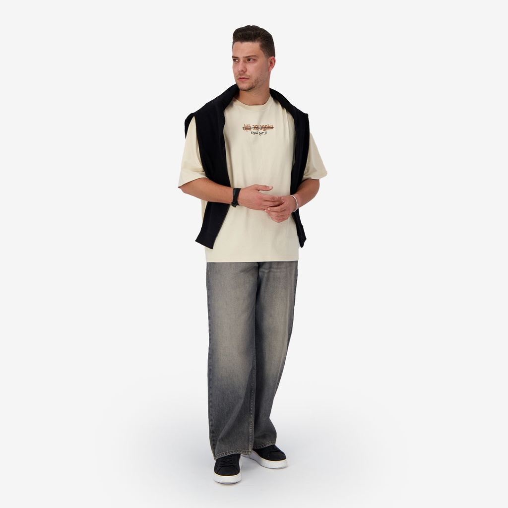 T-shirt oversized unisexe adulte manches courtes سنعود بعد قليل