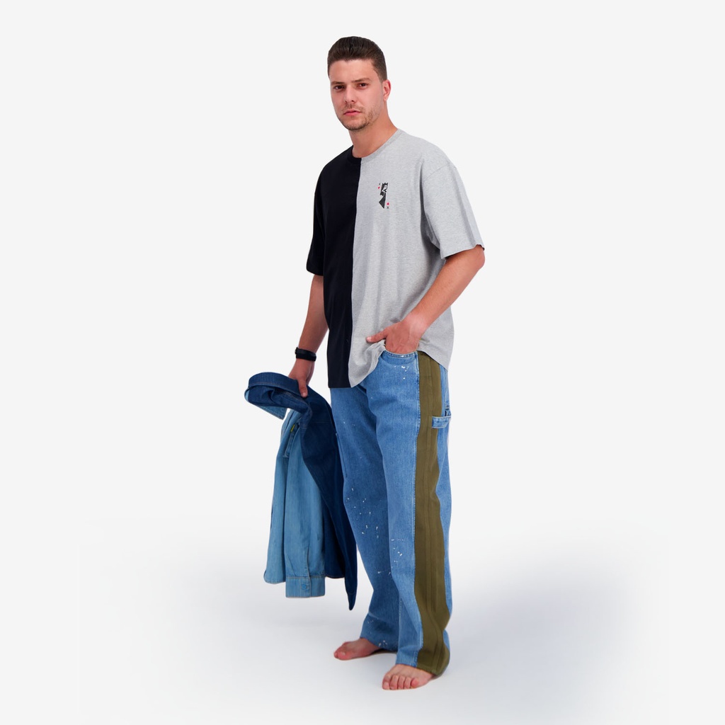 Upcycling t-shirt oversized homme manches courtes CROQUIS POCHE &amp; الري VERSION 2