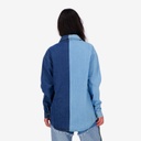 Upcycling chemise oversized femme en jeans bi-couleur - SHER V1