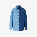 Upcycling chemise oversized femme en jeans bi-couleur - SHER V1