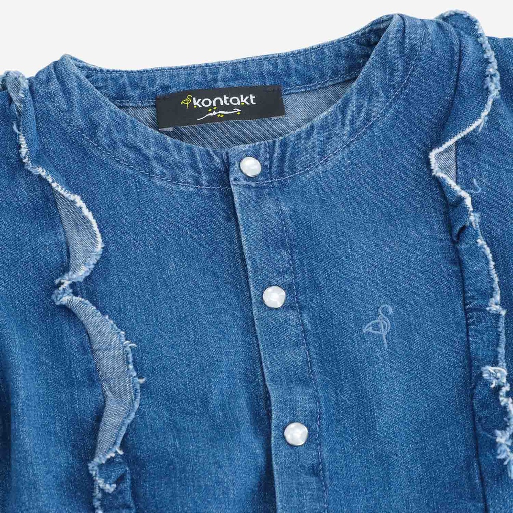 Blouse fille boutonnée avec volant