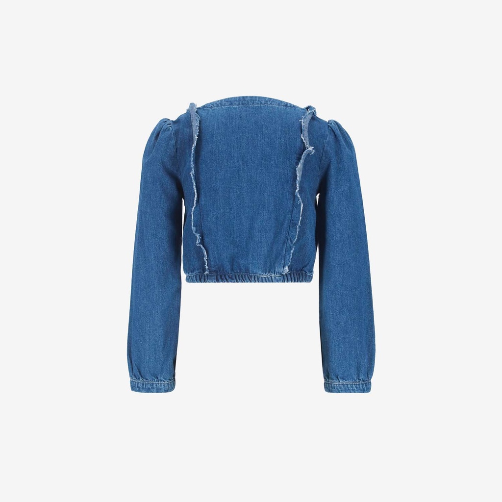 Blouse fille boutonnée avec volant