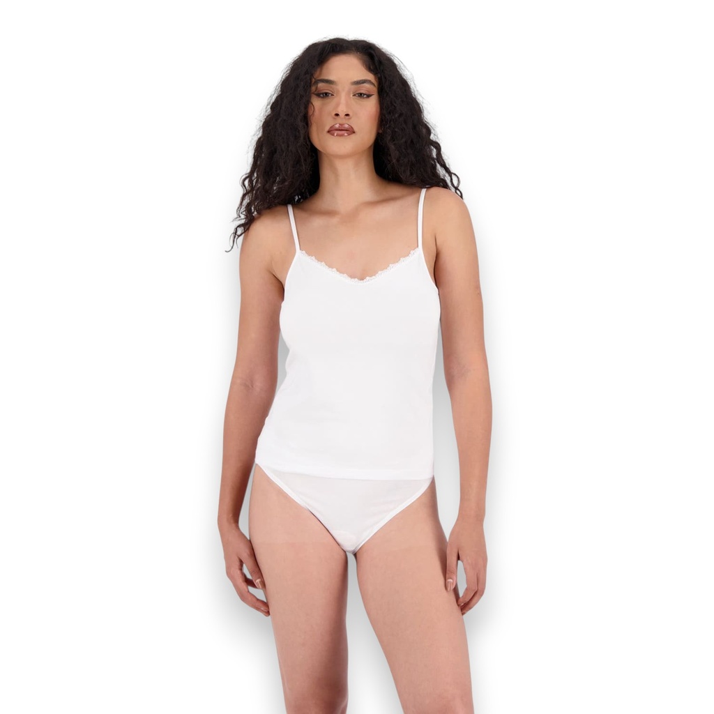 Lot de 2 Caracos femme col v avec dentelle en coton stretch