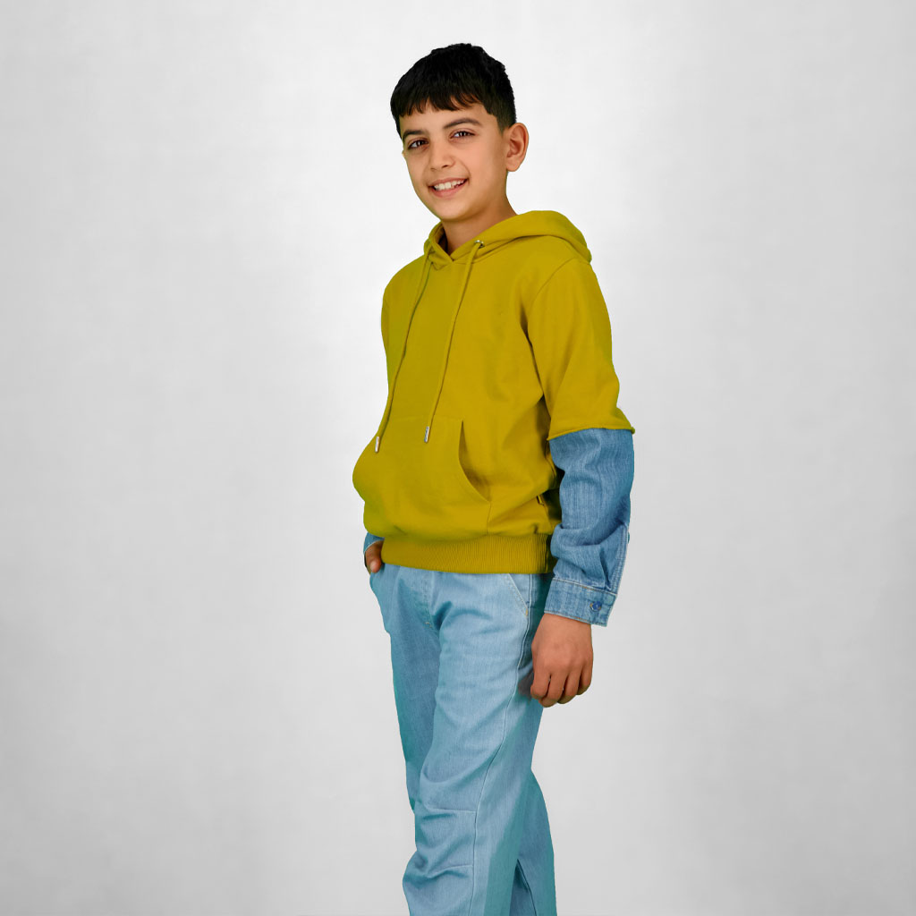 Hoodie garçon avec manches en denim